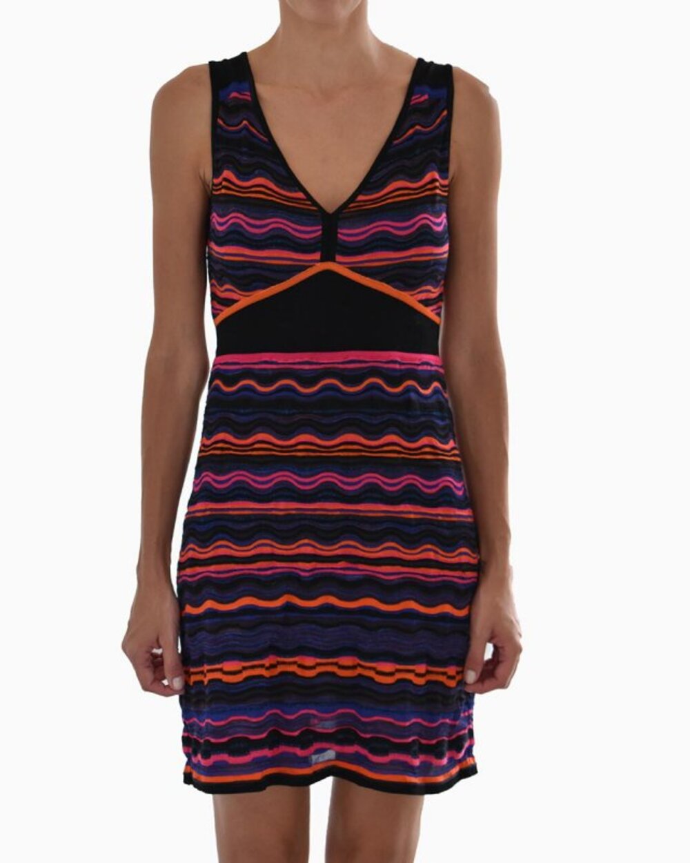 M Missoni Women's Size 38 US 2 Sleeveless Sheath Knit Dress V Neck Multicolor